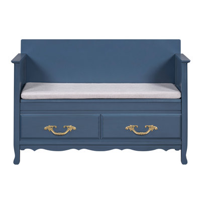 Banc à chaussures avec coussin amovible, banc d'entrée avec rangement caché pour l'entrée et le salon, banc de rangement à chaussures avec dossier (turquoise antique)