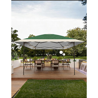Auvent portatif robuste - Abri de patio extérieur 13 x 13 pi - Installation rapide, résistant à l'eau, pare-soleil, idéal pour le jardin, la terrasse, la pelouse, les fêtes - vert + kaki clair