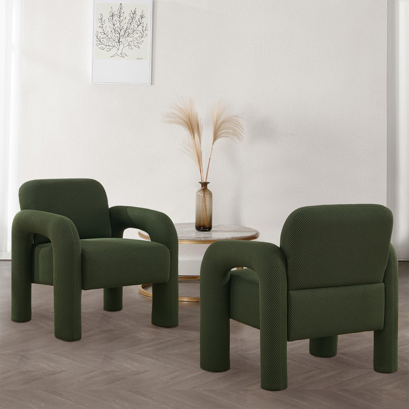 Fauteuil d'appoint rembourré, Mélange de polyester vert