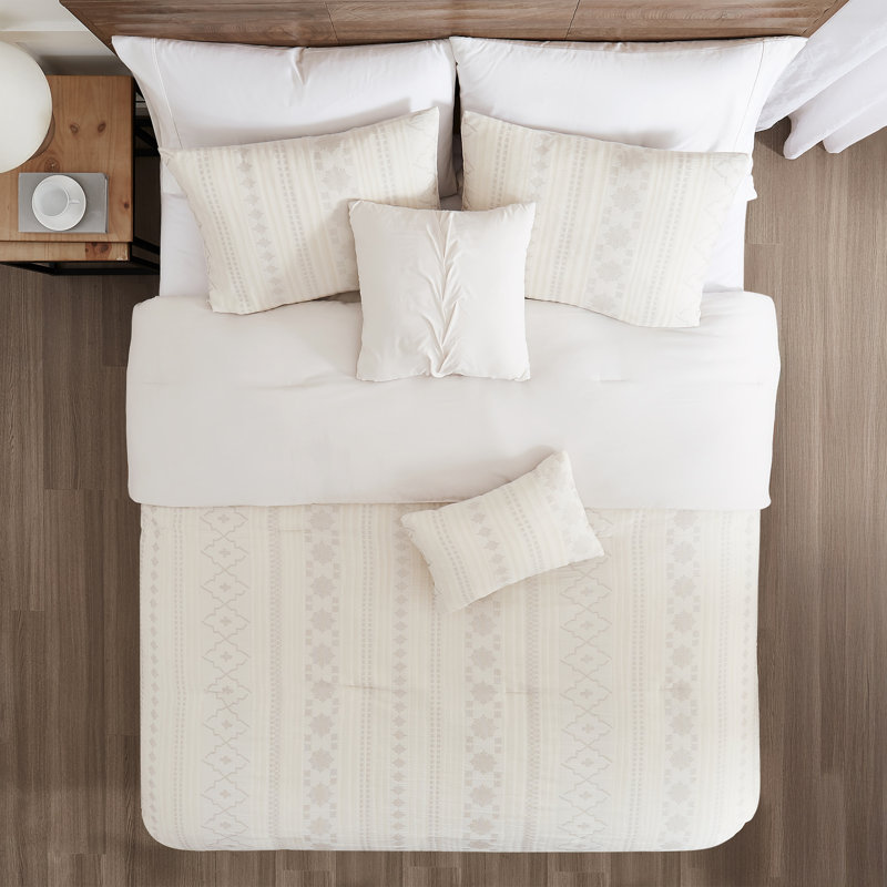 Modern Threads Marcy 5-Piece Jacquard Comforter Set with Shams and Decorative Pillows in Ivory Sandstone