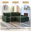 Canapé modulaire rembourré 3 pièces en chenille vert avec coussins décoratifs et repose-pieds 3 pièces-1388572088-1388572085