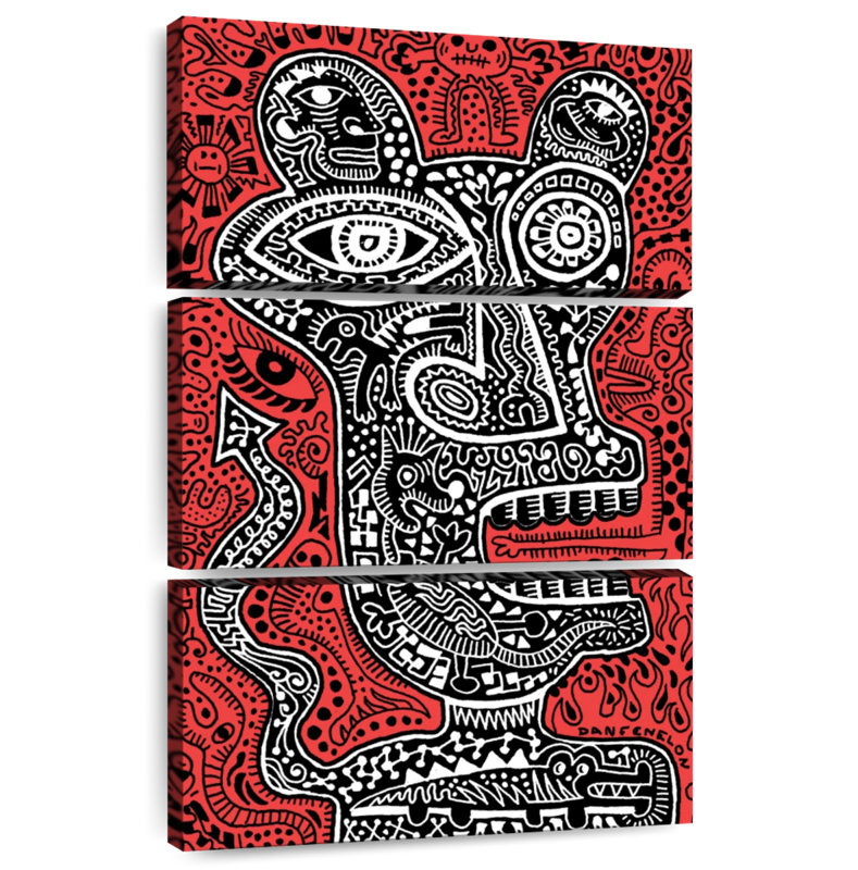 Kelan Tiki Head I Red, 38" H x 24" W