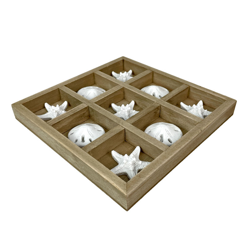   Jeu de tic-tac-toe Sand Dollar Starfish - Pièce décorative et fonctionnelle sur le thème de la plage pour une salle de jeux