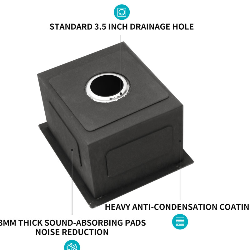13X15 Inch Stainless Steel Undermount Basin - 9 Deep, Hygienic And Easy To Maintain, Condensation, With Dish Grid & Installation Clips Kitchen Sink Steel, Smooth Surface, Noise-Reducing, Guide Drying