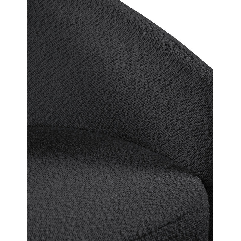 Acadia Upholstered Barrel Chair, Black Boucle Fabric