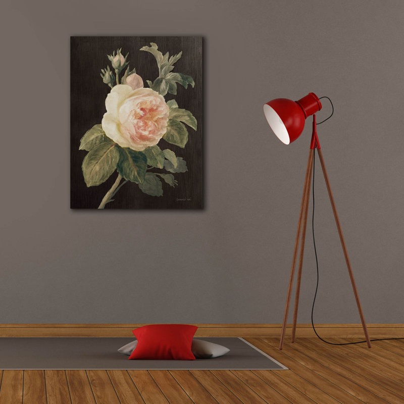 «Heirloom Pink Rose On Black» par Danhui Nai, art mural sur toile, H 34 po x l 26 po