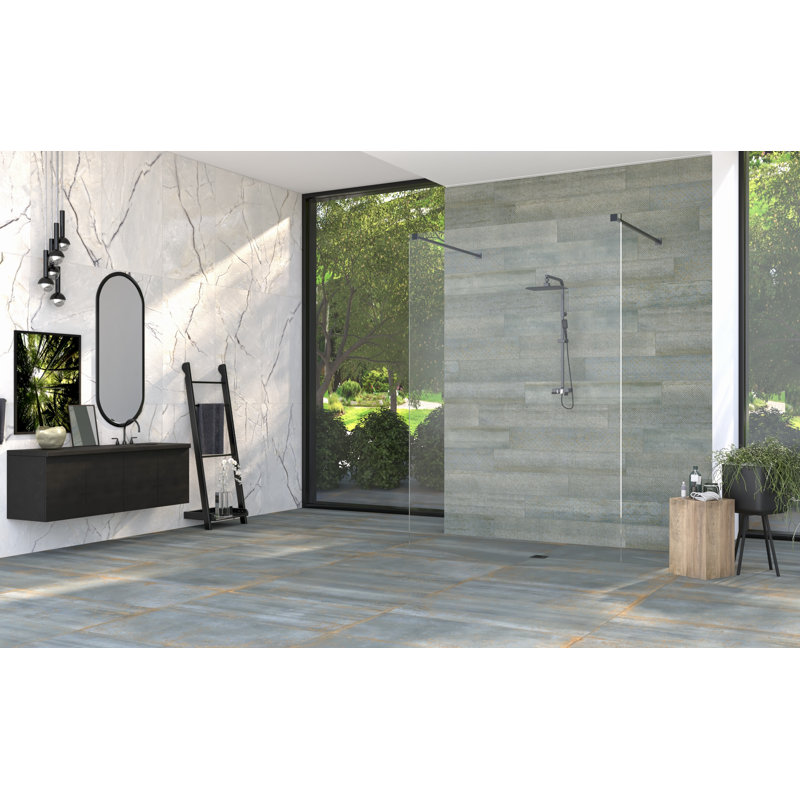 23.47 in. x 47.01 in. Porcelain Tile, Green