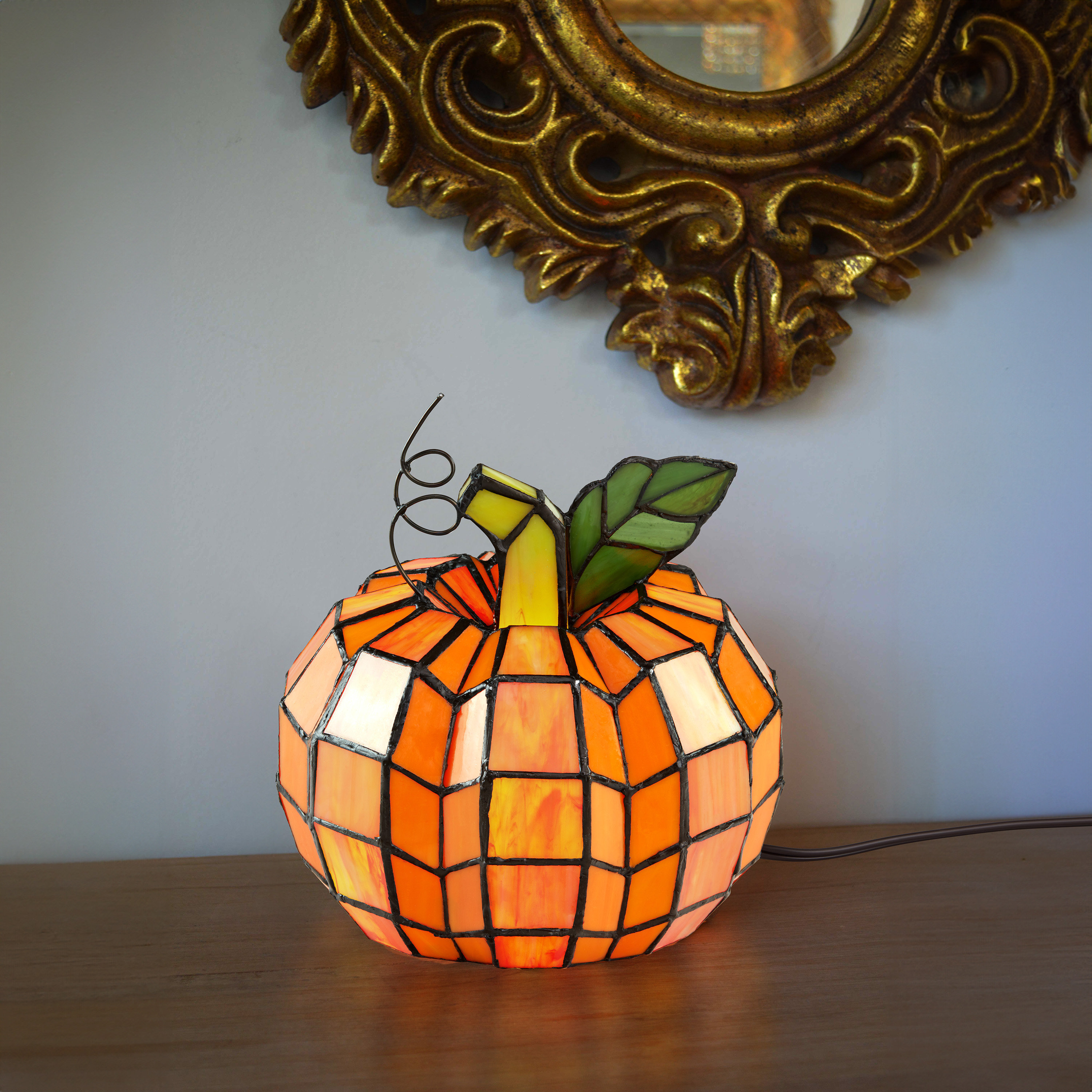 Fleur De Lis Living Crew Park Patch the Pumpkin 9"H Stained Glass Accent Light & Reviews | Wayfair