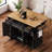54Inch Large Kitchen Island With Rubber Wood Drop Leaf, Embossed Texture Rolling Kitchen Cart On 4 Wheels With 4 Doors And 3 Drawers, Kitchen Island With Storage For Kitchen, Dining Room-182614336