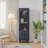 62.99" Tall Storage Cabinet Display Cabinet With Tempered Glass Door, Two Drawers And An Adjustable Shelf Spacious Storage Solutions, For Living Room, Bedroom, Kitchen And Office,Dark Blue-590225714