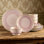 12-Piece Pink Porcelain Dinnerware Set For 4 People, Handcrafted Plates And Bowls, Chip & Scratch Resistant, Microwave & Dishwasher Safe, Home Kitchen Gift