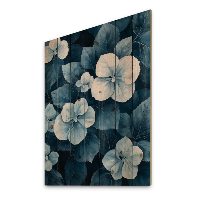 Monogramme d'hortensia en grappe I - art mural bois d'hortensia - sur bois de pin naturel, H 32 po x l 24 po x P 0,78 po