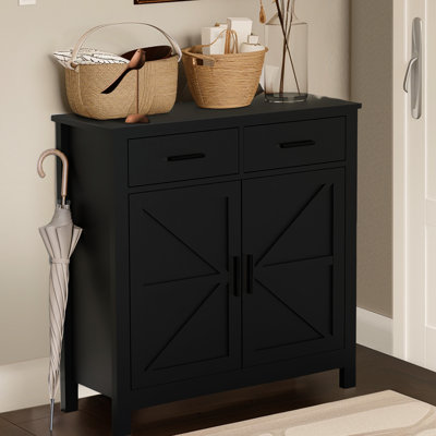 Buffet 2 portes et 2 tiroirs, noir, pour buffet de cuisine et de bureau à domicile, salle de bain