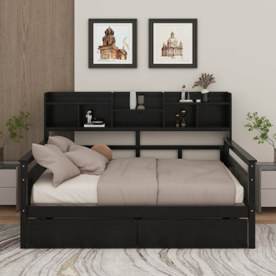 Daybed With Bedside Shelves And Drawers