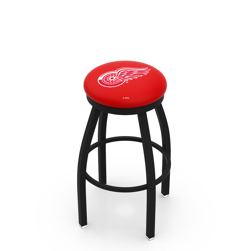 NHL 25" Swivel Bar Stool with Cushion, Black Wrinkle, Black Wrinkle, Detroit Red Wings