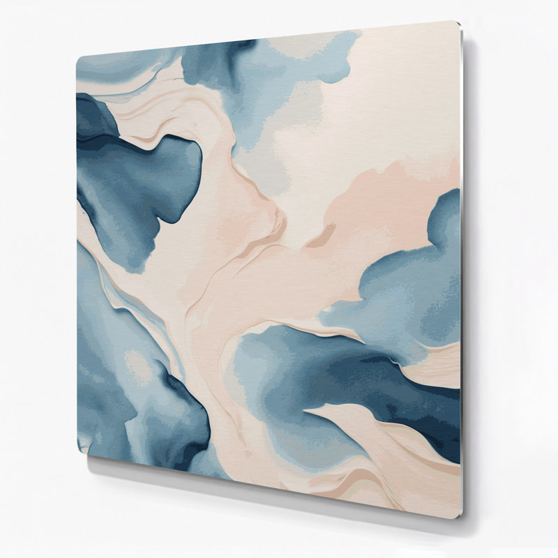 Art mural abstrait en métal beige 21, H 12 po x l 12 po
