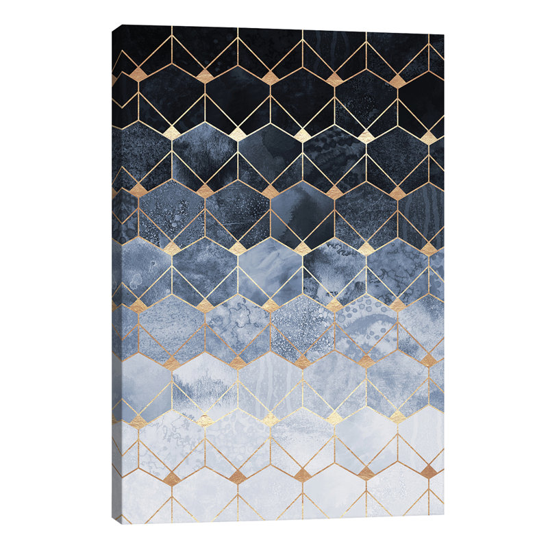 Blue Hexagons And Diamonds by Elisabeth Fredriksson - Print on Canvas, 66.04 cm H x 45.72 cm W x 1.91 cm D, Wrapped Canvas
