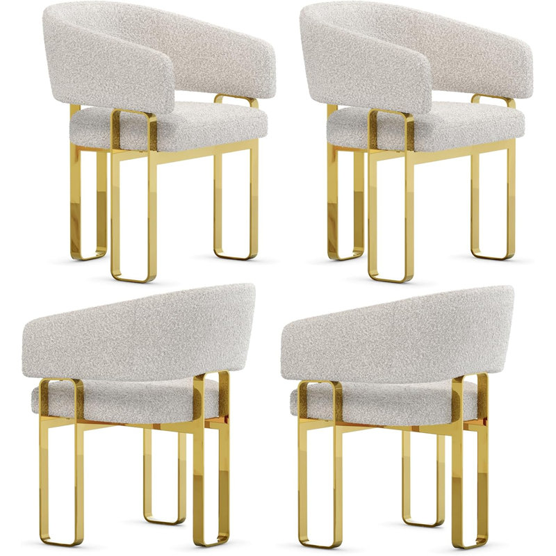 Fauteuil de salle à manger rembourré White, 4