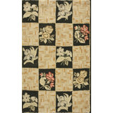 Floral Geometric Antique Early 20th Century Checkerboard Design Small American Folk Art Hooked Rug