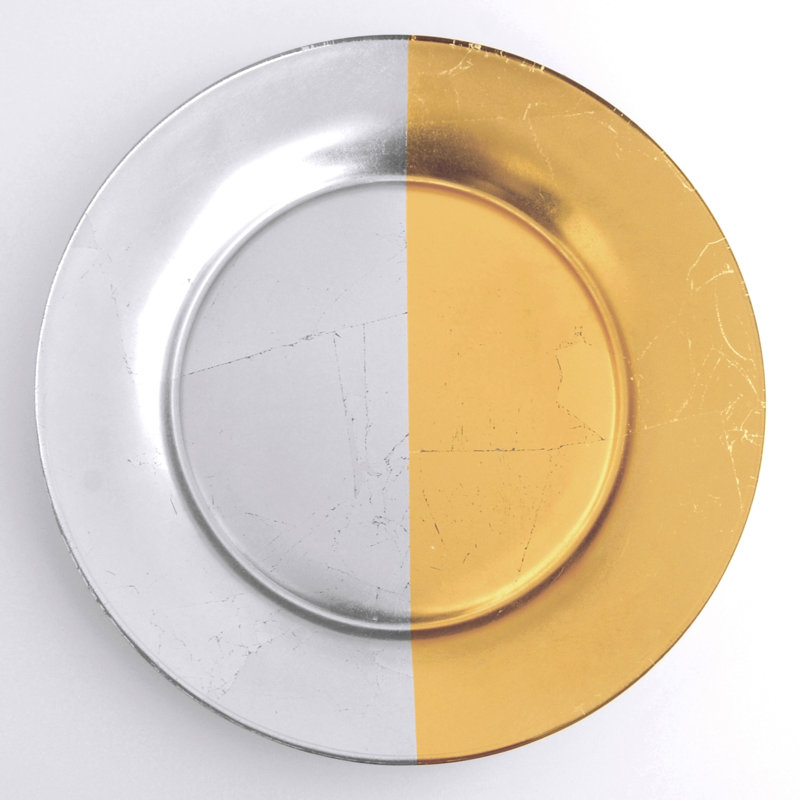 Assiette plate 10,5 po, Argenté/doré