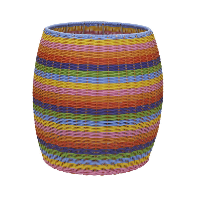  Baudette Handwoven Resin Barrel Side Table, Organe/Purple/Blue/Green