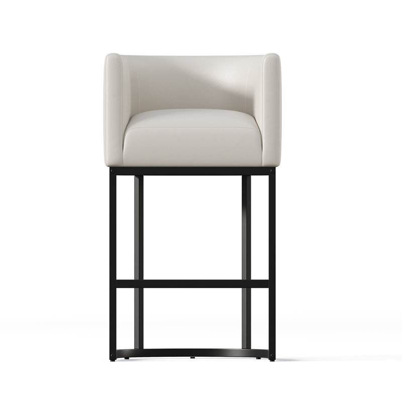 Tabouret de bar moderne, tabourets de bar à hauteur de comptoir, cuir de polyuréthane noir avec pieds en métal doré, Noir