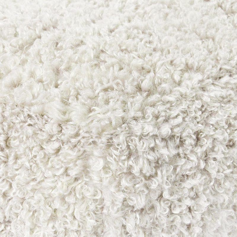 Carters 18" Faux Wool Shearling Ivory Floor Cushion Pouf