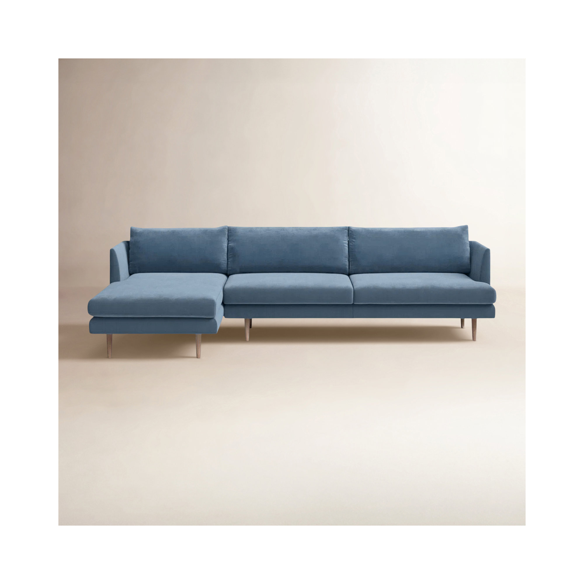 Miller 2 - Piece Upholstered Chaise Sectional, Left Hand Facing, Blue Polyester Blend