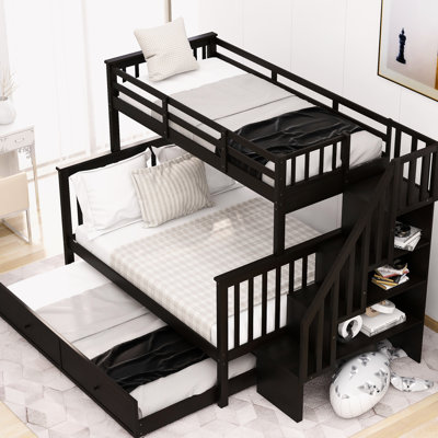 Lit superposé simple avec lit gigogne et rangement organisé pour adultes