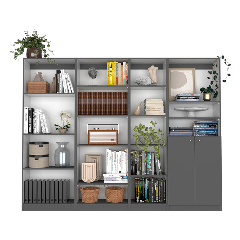 Bibliothèque standard H 71,1 "x l 92" Britnai, Gris mat
