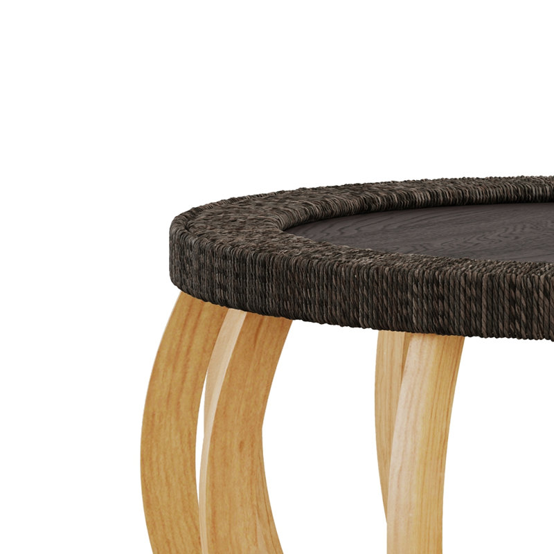 Table basse ronde en bois massif 35,43 po, Naturel, H 16,54 po x L 35,43 po x l 35,43 po