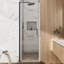 Porte de douche à simple porte l 28 po x H 72 po avec alliage d'aluminium noir mat et porte de douche en verre trempé de 0,24 po