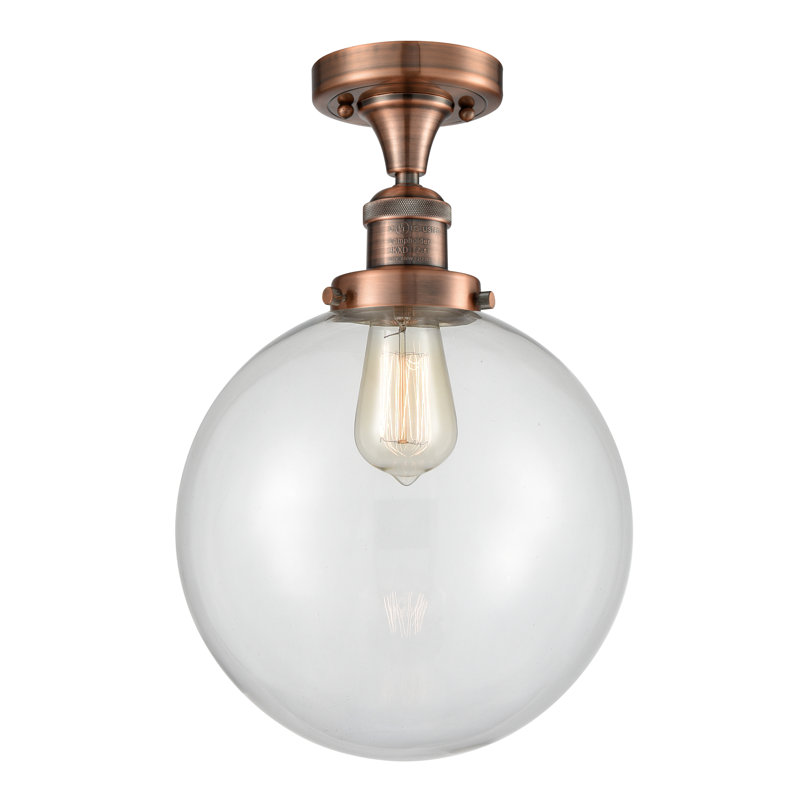 Plafonnier semi-encastré 10 po Zarmayr, Transparent, Ampoule non incluse, Cuivre antique
