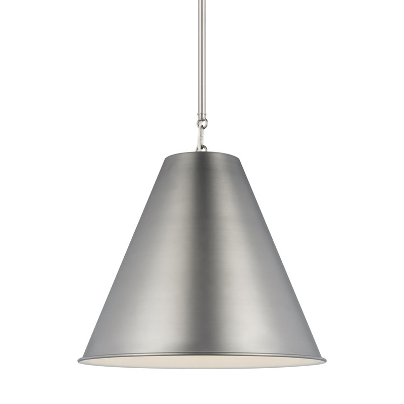 Luminaire suspendu conique à 1 lumière Camariae, Nickel ancien brossé, Nickel ancien brossé