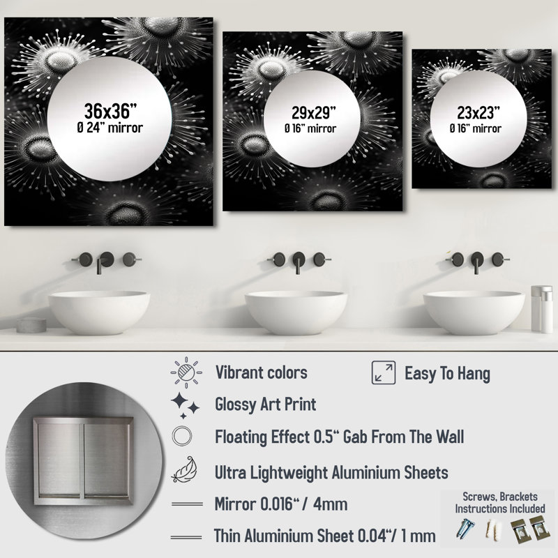 Halcy - art mural miroir en forme de corail sous l'eau, 29 po x 29 po