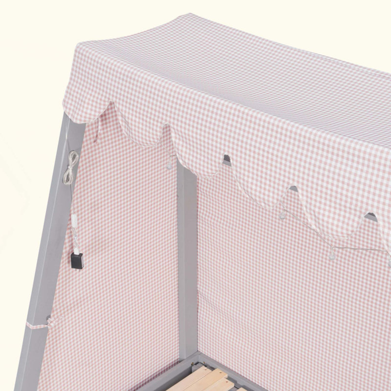 Lit House avec lit gigogne simple TG, tablette, tente et lumière, Gris