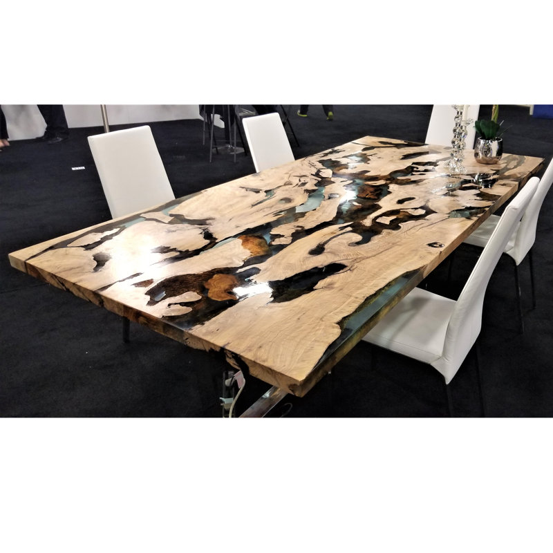 Metal Base Dining Table, H75 x L244 x W122cm