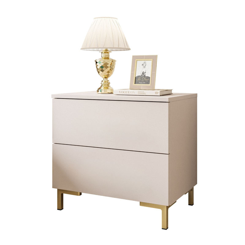 Aayam 55cm W Bedside Table, Cashmere/Gold