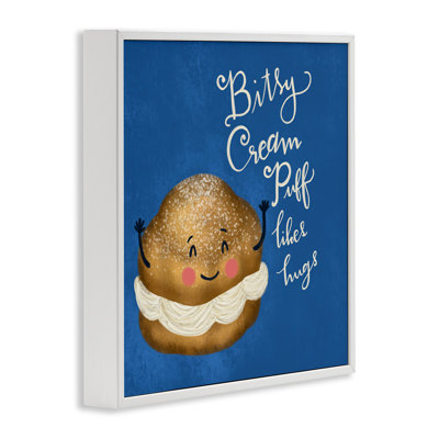 Bitsy Puff Likes Hugs Framed Giclee Art, design by Giao Williams