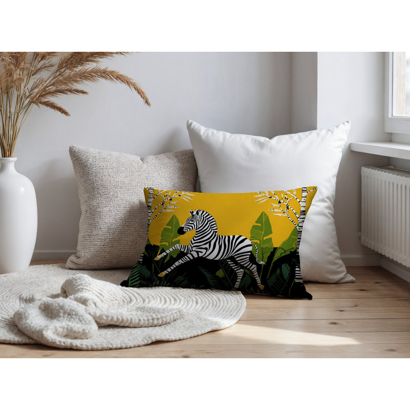 Oreiller rectangulaire intérieur / extérieur Asty, Jaune, Rectangulaire H 14 po x l 20 po