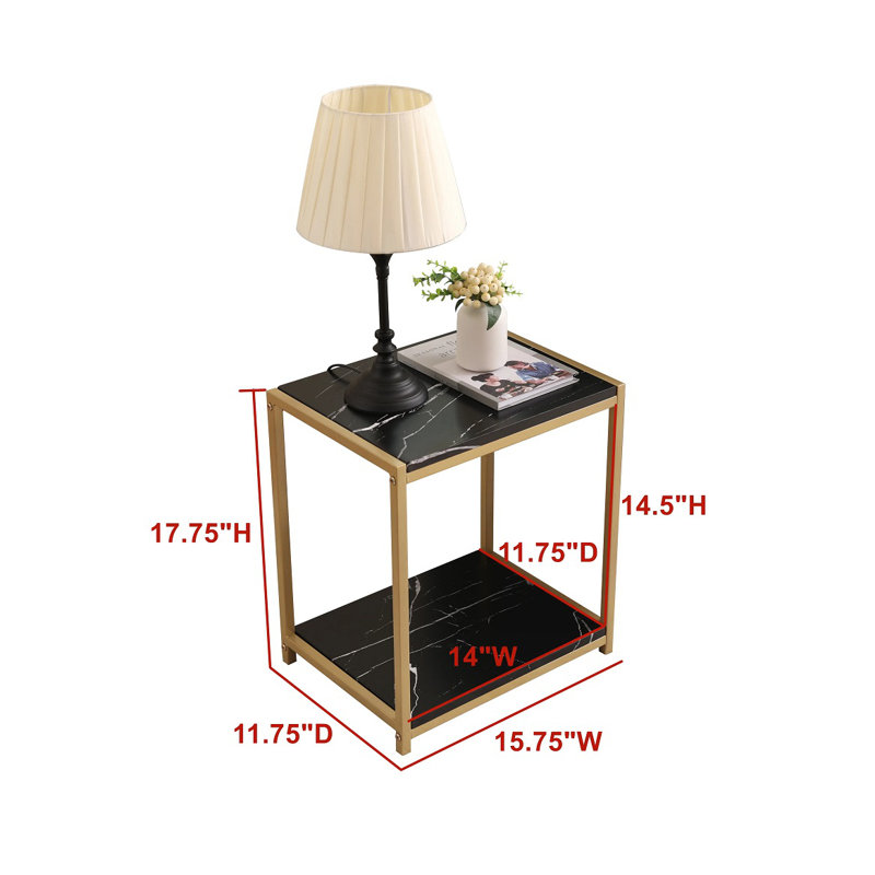 Table de bout Quason de 18 po de hauteur, Noir