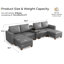 Canapé modulaire en forme de U de 132 po de largeur à 132 places avec console et rangement, gris-806285685