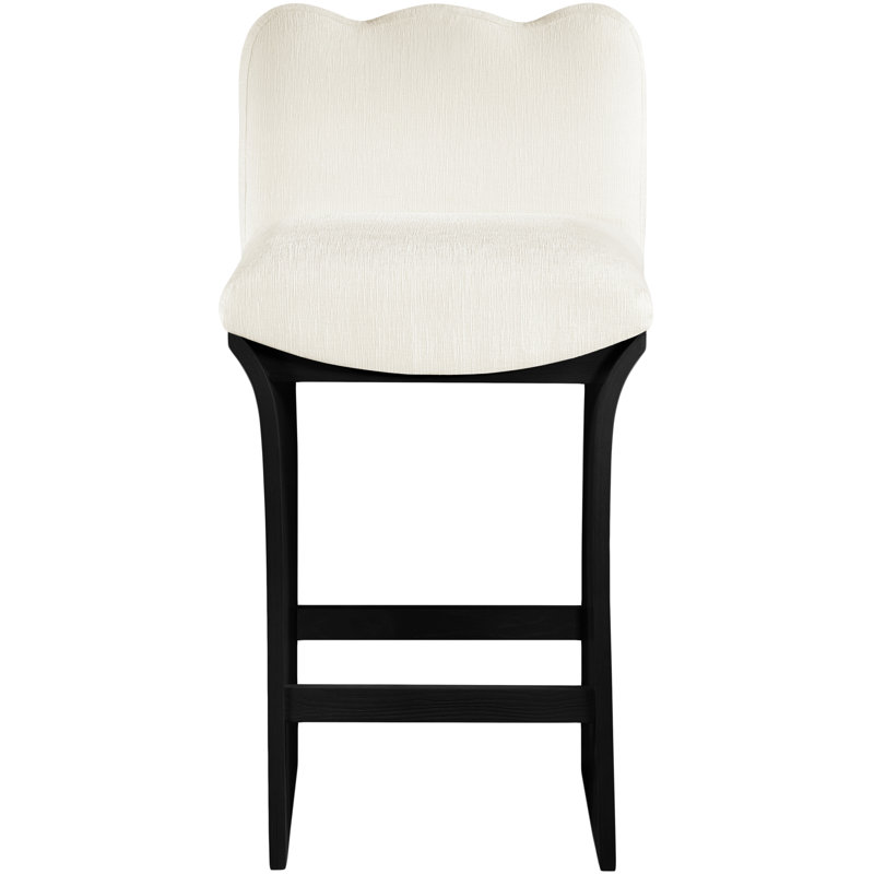 Tabouret de comptoir Shaw Cassady, Noir, Tissu chenille crème