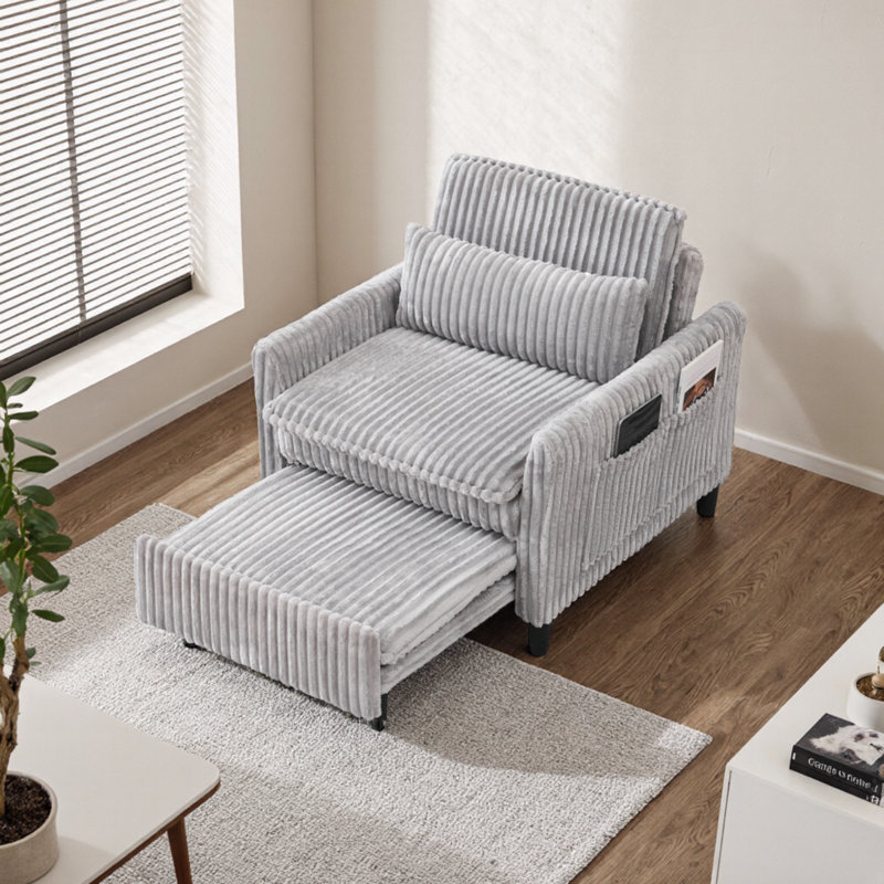 Compact Teddy Fabric One-seater Sofa – Plush Lounge Chair For Small Spaces, Balcony & Bedroom, Gray