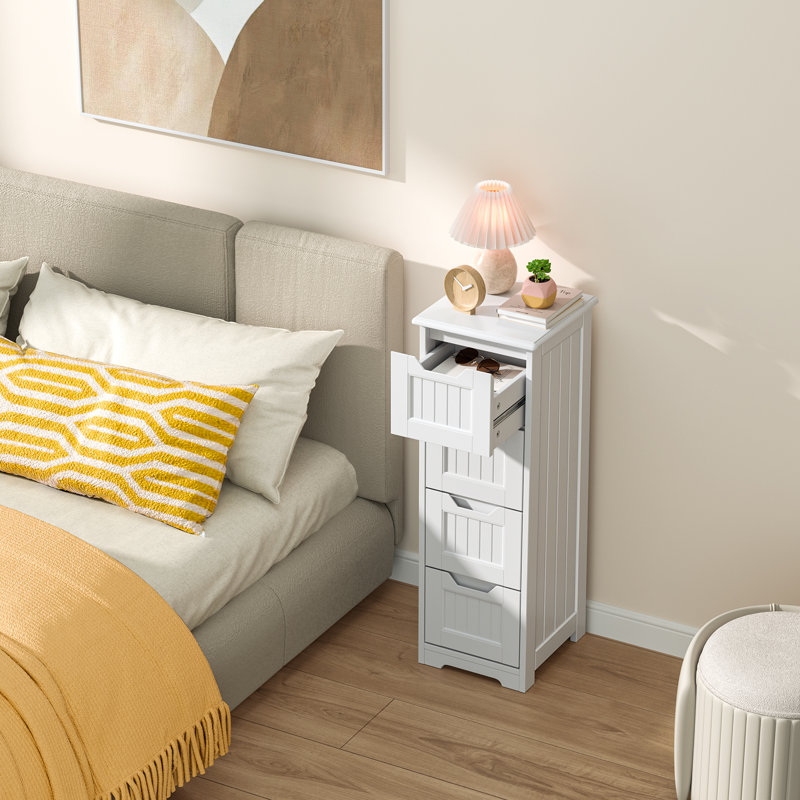 Armoire de rangement autoportante à 4 tiroirs Fortine l 10,6 po x H 33,5 po Fortine, Blanc