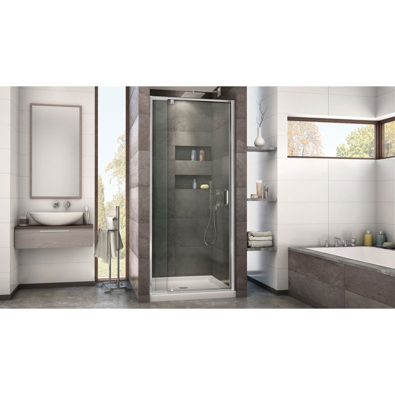 Porte de douche à charnière 36 po x 74,75 po Dreamline Flex, Biscuit, Chrome