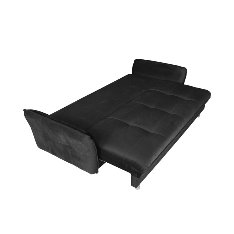 94.5" Flared Arm Sofa Bed with Reversible Cushions, Black