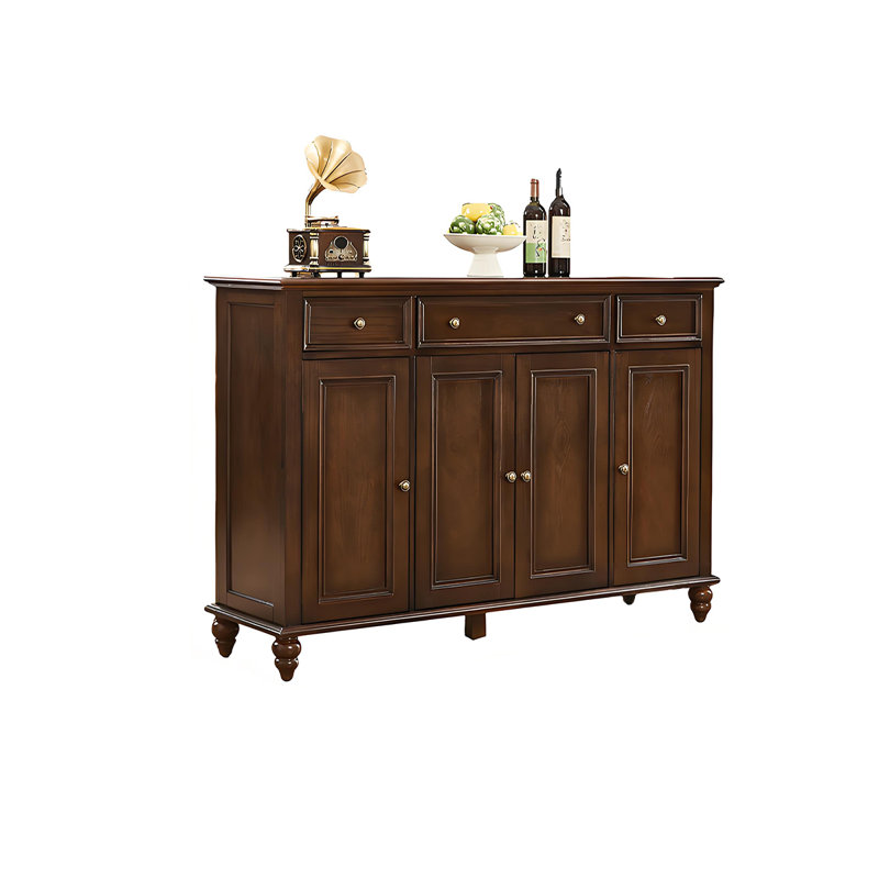 Armoire de rangement en bois massif brun de style américain 62,6 "