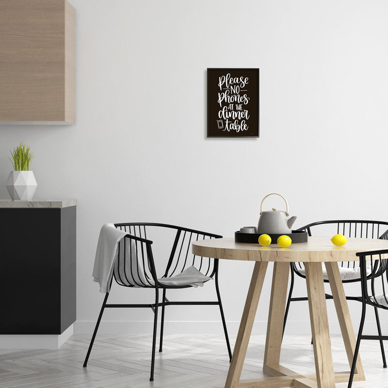 «No Phones Dinner Table Kitchen Rules Calligraphy» par Imperfect Dust, reproduction d'art sur toile