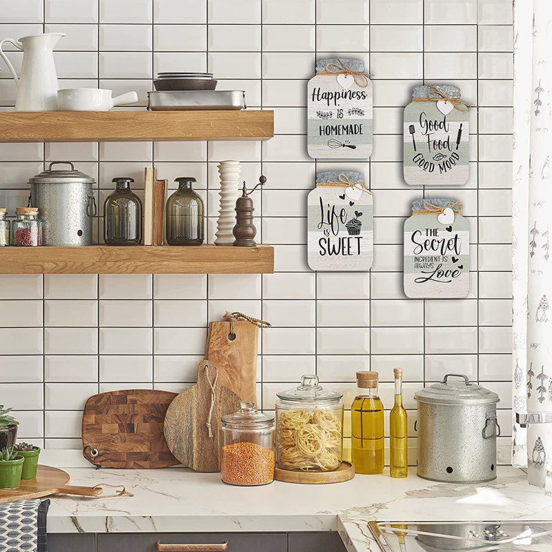 Déco murale de cuisine, Blanc / beige
